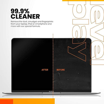 Levelplay Screen Cleaner Kit – Fingerprint-Resistant Touchscreen, Monitor & Lens Cleaner, Alcohol- and Ammonia-Free, Washable Microfiber Wipe (Large), 240 mL (8.1 fl oz) Spray Bottle