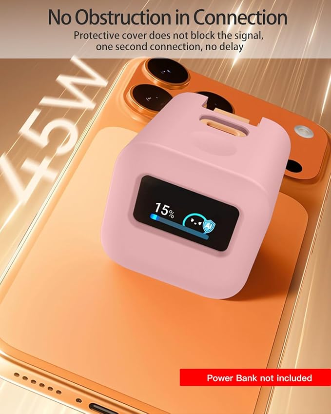 Silicone Case for Anker Nano 45W Type C Charger,Soft Silicone Protective Cover for USB C Charger Block,Shockproof,Fall-Resistant,Pink