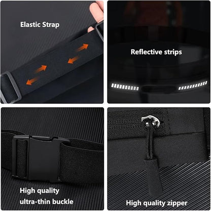 Entchin Slim Running Belt, Runners Fanny Pack for Women Men, Elastic Phone Holders, Money Belt Bag for Yoga & Gym (Black)