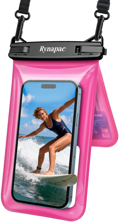Rynapac IPX8 Waterproof Phone Pouch Floating, [Up to 8.5''] Double Space Waterproof Phone Case with Lanyard for iPhone 17 16 15 Pro Max, Cell Phone Dry Bag for Beach Travel Cruise Ship Essentials