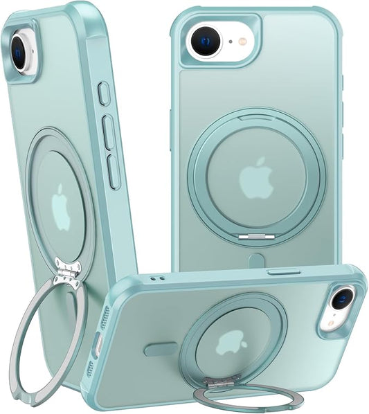 360° Magnetic Swivel Ring for iPhone 16E & 17E Case, Built-in Metal Stand and Ring Holder, Magsafe Compatible, Military Grade Protection, Shock and Vibration Resistant-Lake Blue