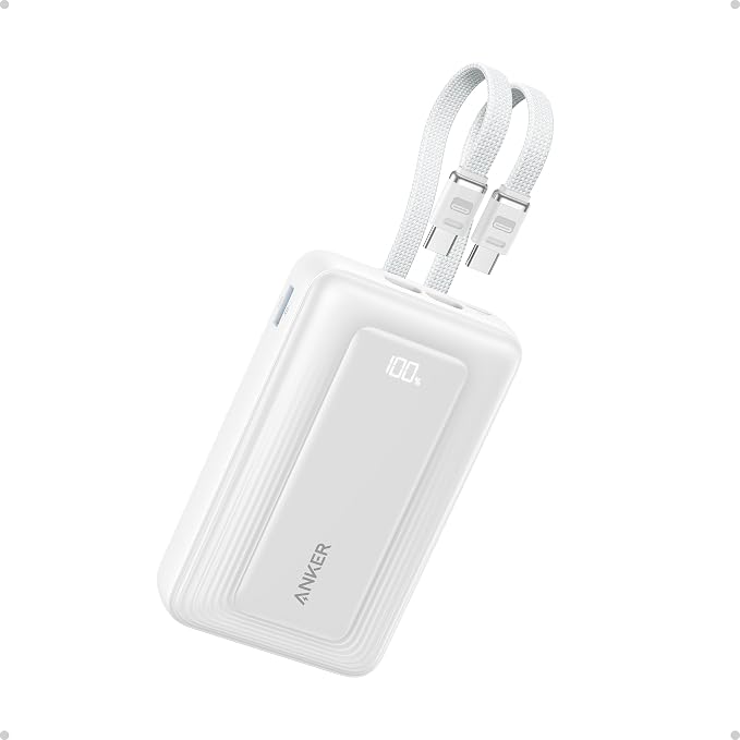 Anker Zolo Power Bank (2025 Upgraded Version), 45W Max Fast Charging, 20,000mAh Battery Pack, Dual Built-in USB-C Cables, USB-C&A Port, for iPhone 17/16 Series, Galaxy, MacBook, and More