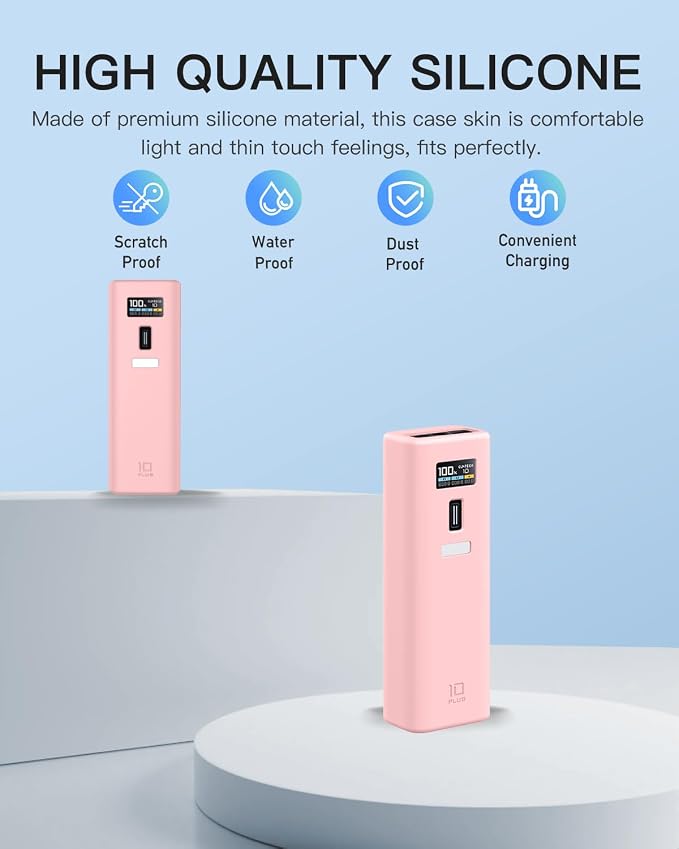 Case Cover for CUKTECH 10 Power Bank 10000mAh, Full-Body Protective Cover for CUKTECH NO.10 Power Bank,Drop-Proof,Scratch-Proof,Shock-Proof,Pink