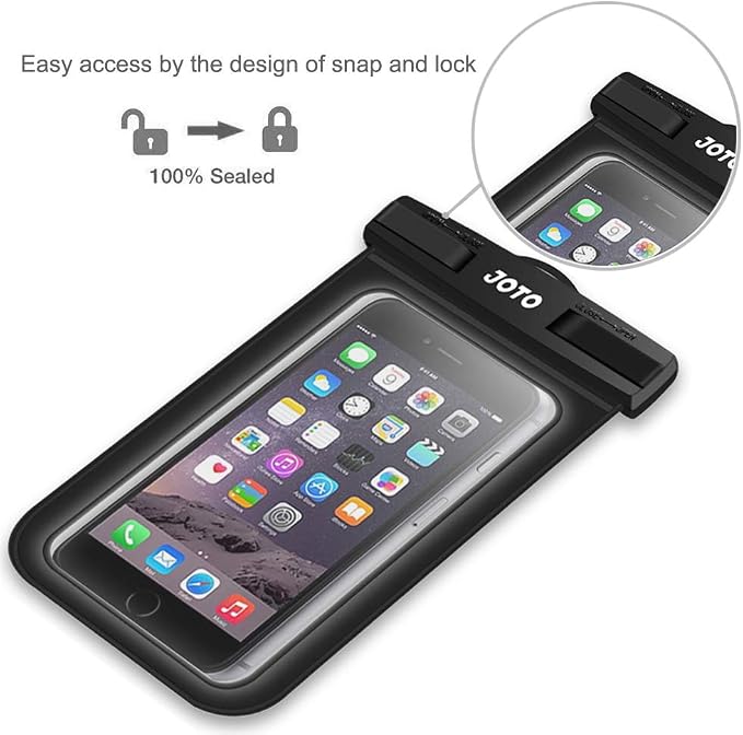 JOTO Waterproof Phone Pouch IPX8 Universal Waterproof Case Dry Bag Phone Protector for iPhone 17 Air 16 15 14 13 12 11 Pro Max Plus XS XR Galaxy S23 S22 S21 S20 Pixel Up to 7" -4 Pack, Black & Clear