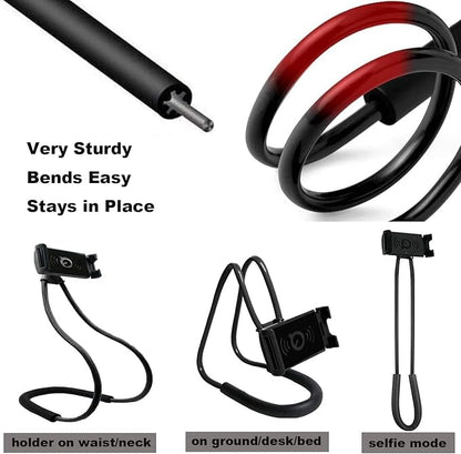 Cell Phone Stand Hanging on Neck Upgraded, Hands-Free Mobile Phone Holder Clip on Bed/Table 360° Rotation iPhone Tablet Mount Bracket, 27.6''/70 cm Length for 4.7''-6.7'' Screen