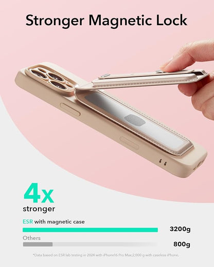 ESR Aura for MagSafe Wallet Stand with Grip, RFID Blocking, MagSafe Ring Included, 5 Card Holder Magnetic Wallet for iPhone 17e/17/16/15/14/13/12 (Not for 13/12 Mini), Selected Samsung,Desert Titanium