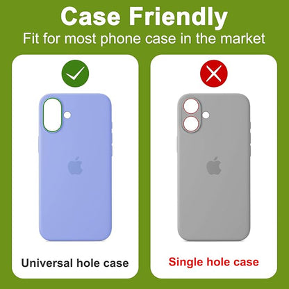 2-Pack Shatterproof Camera Lens Protector for iPhone 17 |AR Tempered Glass Strong Adsorption Metal Camera Cover Screen(Light Purple)