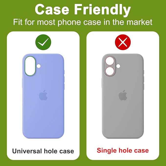 2-Pack Shatterproof Camera Lens Protector for iPhone 17 |AR Tempered Glass Strong Adsorption Metal Camera Cover Screen(Light Blue)