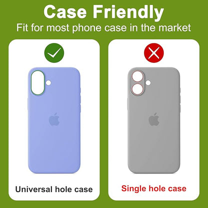 2-Pack Shatterproof Camera Lens Protector for iPhone 17 |AR Tempered Glass Strong Adsorption Metal Camera Cover Screen(Light Blue)