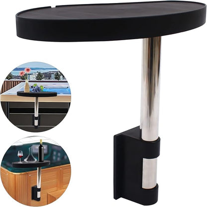 Anti-Slip Spa Caddy Tray, 360° Swivel Side Table Tray for Hot Tubs & Swim Spas – Durable & Space-Saving Design, Black