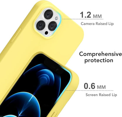 for iPhone 12 Pro Max Case Silicone Compatible with Magsafe Case, Ultra Slim Thin Magnetic Phone Cases Mag Safe, Cute Soft Rubber Gel TPU Matte Plain Wireless Charging Cover for Women, Yellow