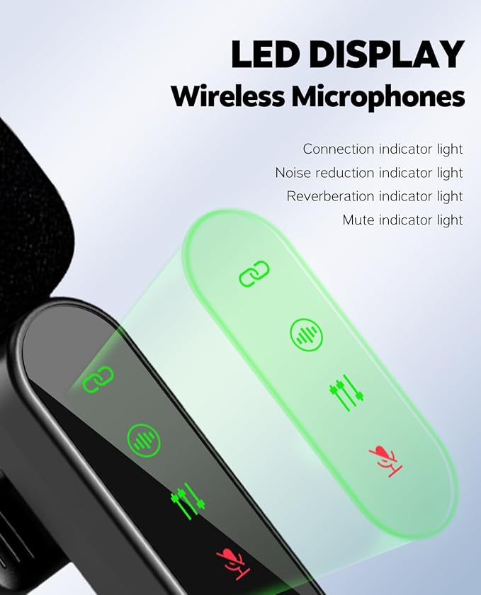 4 Packs Wireless Lavalier Microphone for iPhone/Android/Camera, Upgraded Mini Microphone with Noise Reduction, Mic for Video Recording, Podcasts, YouTube, TikTok, and Vlogging