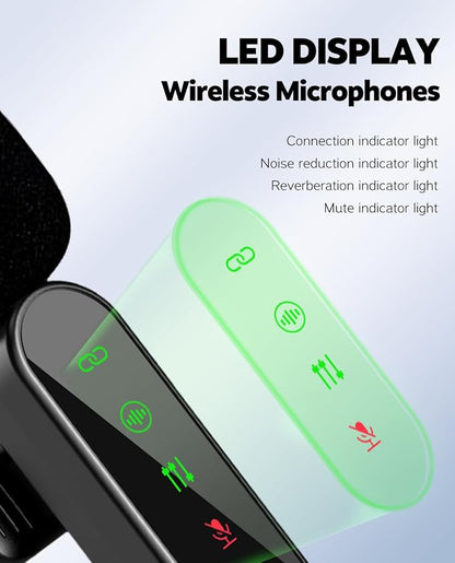 4 Packs Wireless Lavalier Microphone for iPhone/Android/Camera, Upgraded Mini Microphone with Noise Reduction, Mic for Video Recording, Podcasts, YouTube, TikTok, and Vlogging