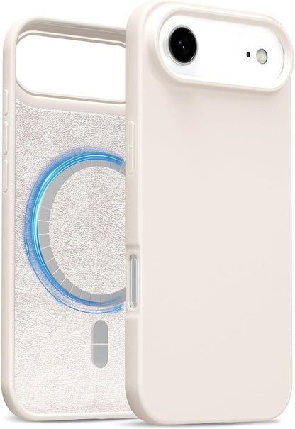 for iPhone 17 Air Case Silicone Compatible with Magsafe Case, Ultra Slim Thin Magnetic Phone Cases Mag Safe, Cute Soft Rubber Gel TPU Matte Wireless Charging Cover for Women, Beige Stone Cream