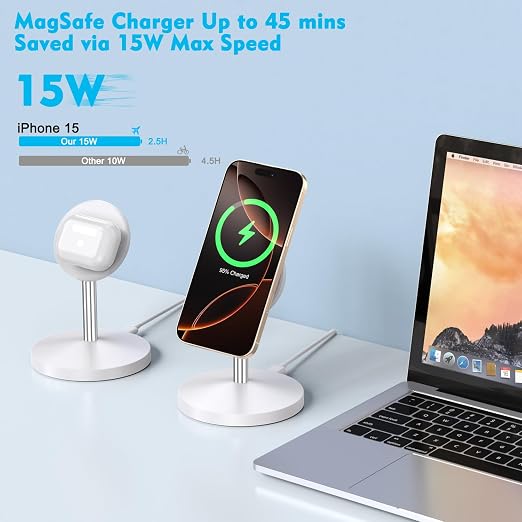 Magnetic Wireless Charger iPhone Charger Stand Stand Magnetic Pad,2Pack Fast Magnet Charging Station for iPhone 16 ProMax/16 Plus/15/14/13/12 Apple Magnet Wireless Charging Station/AirPods Pro 2/3/4
