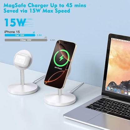 Magnetic Wireless Charger iPhone Charger Stand Stand Magnetic Pad,2Pack Fast Magnet Charging Station for iPhone 16 ProMax/16 Plus/15/14/13/12 Apple Magnet Wireless Charging Station/AirPods Pro 2/3/4