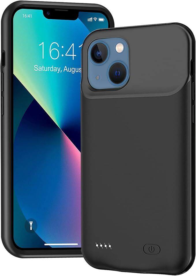 Battery Case for iPhone 13, 7000mAh Ultra-Slim Portable Charger Case Rechargeable Battery Pack Charging Case Compatible with iPhone 13 (6.1 inch)-Black