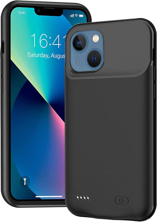Battery Case for iPhone 13, 7000mAh Ultra-Slim Portable Charger Case Rechargeable Battery Pack Charging Case Compatible with iPhone 13 (6.1 inch)-Black