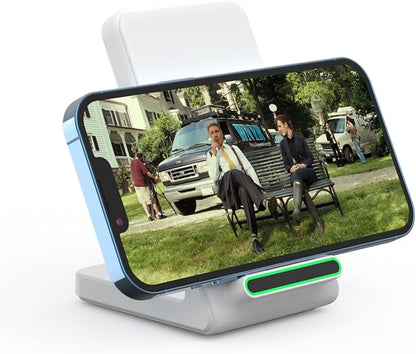 Fast Wireless Charger (Stand), 15W Fast Charging Stand with Adapter for Samsung Galaxy S25/S25+/S25 Ultra/S24/S23/S22/S21, for iPhone 17/16/15/14/13/12/11/XR, for Pixel 9/8/7, and More. (White)