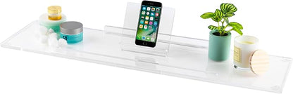 40" Classic-Clear Bathtub Tray Caddy Tub Shelf, Spa Board Luxury Bathroom Bath tub Table, Waterproof Acrylic Tub Caddy Fits Across Bathtub, Book Rack, iPad, Easy To Clean (40")
