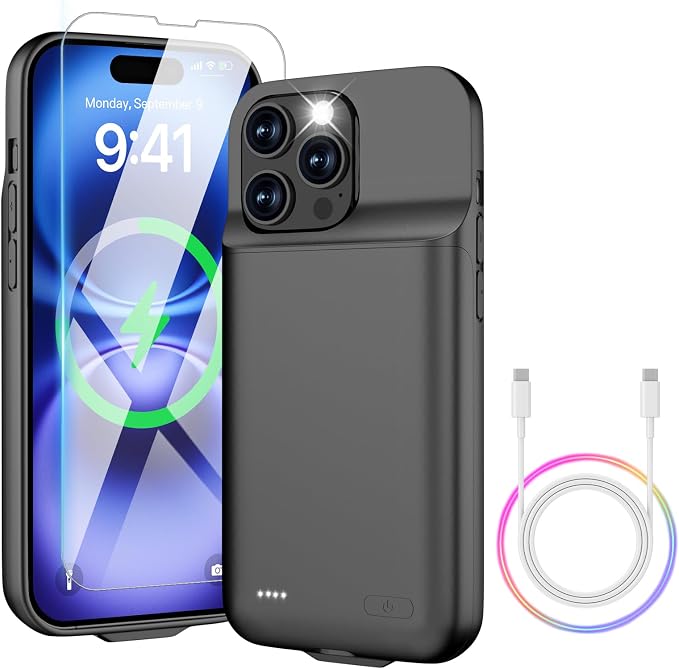 Battery Case for iPhone 16 Pro Max - Slim Charging Case, Dual 15W Fast Charge - Enhanced 8600mAh Rechargeable Priority Charging Premium Battery Charger Cases for iPhone 16 Pro Max (6.9")
