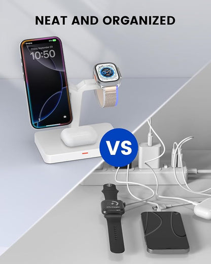 Magnetic Wireless Charger for Apple Devices: CIYOYO 3 in 1 Charging Station for iPhone 16/15/14/13 Pro Max Fast Charger Stand 15W for iWatch 10/9/8/7/Ultra 2/SE AirPods Pro/4/3/2