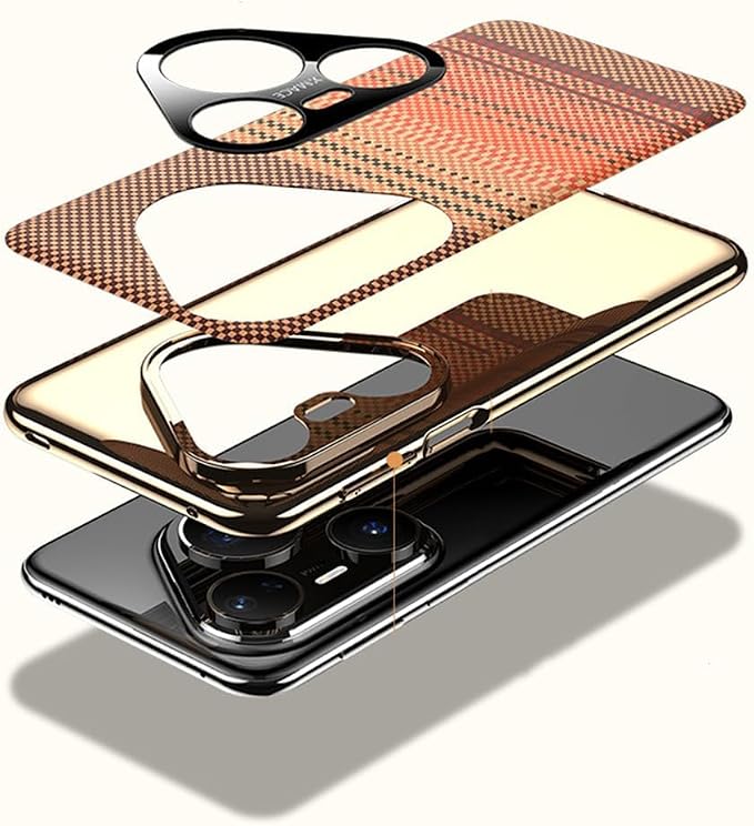Shell for Huawei Pura 80 Ultra/80 Pro +/80 Pro/80, Electroplating Soft Edge Full Camera Protection Carbon Fiber Texture Leather Cover,80,Orange