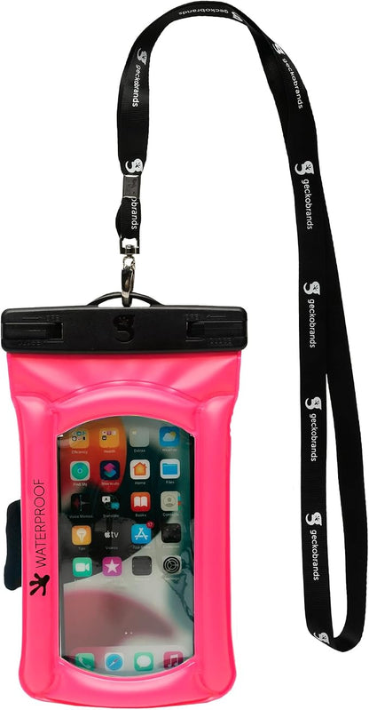 geckobrands Float Phone Dry Bag with Arm Band - Floating Watertight Dry Bag Phone Pouch, Fits Most iPhone and Samsung Galaxy Models Pink