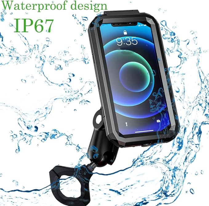Hamdril UTV Phone Mount with Waterproof Protector, 360 Degree Adjustable Holder, Compatible with 1.5-2inch Roll Bar， SXS/Polaris RZR 900 1000 XP/Can-am for 4.0"-6.3" Cell Phone