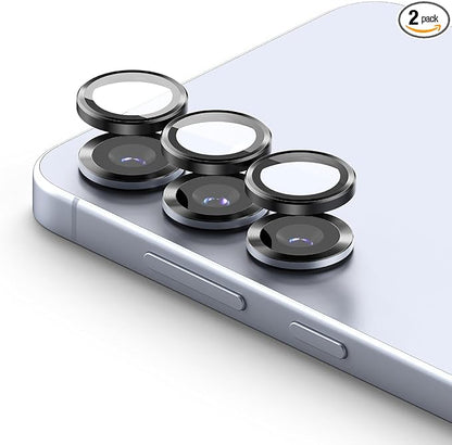 Ringke Camera Lens Frame Glass [Individual Lens Covers] Compatible with Samsung Galaxy S25 Plus Camera Lens Protector, Tempered Glass Covers and Aluminum Alloy Frames - 2 Pack