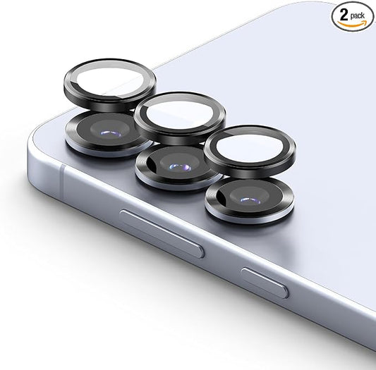 Ringke Camera Lens Frame Glass [Individual Lens Covers] Compatible with Samsung Galaxy S25 Camera Lens Protector, Tempered Glass Covers and Aluminum Alloy Frames - 2 Pack