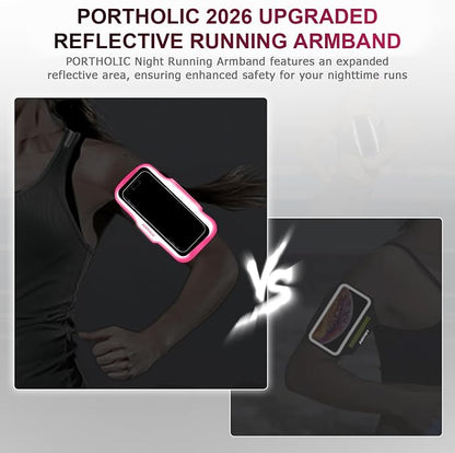 PORTHOLIC 2025 Running Armband Water Resistant Sports Phone Holder Case with Extension Strap, Key Card Slot Up to 6.9" Phone for iPhone 17/16/15/14/13 Plus Air Pro Max XR/XS, Galaxy S25/24/S10