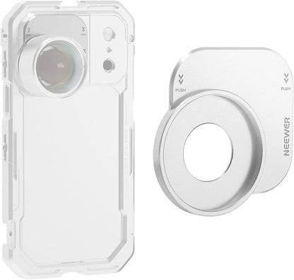 NEEWER 37mm Filter Lens Backplate for PA143/PA144 Phone Cage Only, Quick Release Video Rig Mobile Camera Photography Accessories Compatible with iPhone 17 Pro 17 Pro Max Beastgrip, PA152 (Silver)