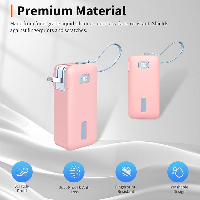 Case for Anker Nano 3-in-1 Portable Charger 10000mAh – Washable Protection Sleeve, Full Access to Charging Ports, Shockproof, Drop-Resistant, with Case-Friendly Charging[Pink]