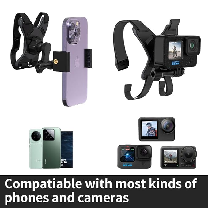 SOH Motorcycle Helmet Chin Strap Mount with Phone Clip, Adjustable Strap Helmet Phone Holder Mount for iPhone 17/16 Pro Max/15/14, Google, Samsung, LG, Pixel, Huawei, Xiaomi,All Smartphones
