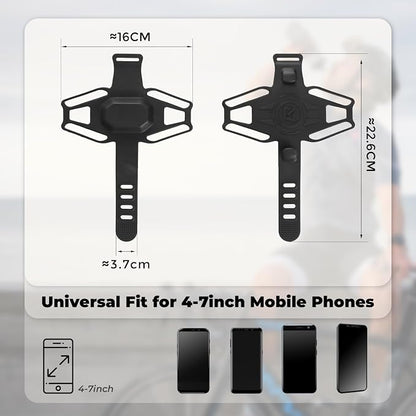 ROCKBROS Bike Cell Phone Mount for Stem 4-7 Inch, Scratch-Free Silicone Cycling Phone Holder (Black - Stem)