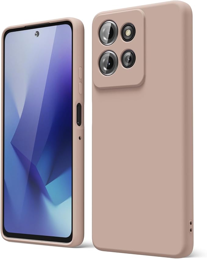 Oakxco for Motorola Moto G Power 2025 Phone Case Liquid Silicone, Cute Thin Slim Grip Soft Rubber Gel for Women Men, Smooth Matte TPU Plain Bright Color Girly Simple Case with Camera Cover, Brown Fall