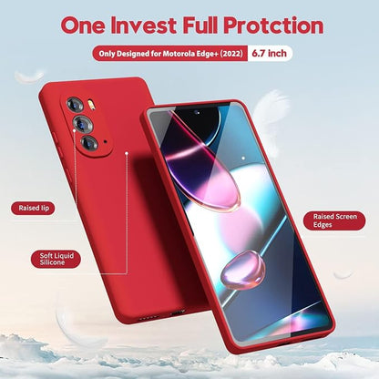 oakxco for Moto Edge Plus 2022/Edge Plus 5G UW 2022 Phone Case Liquid Silicone, Cute Thin Slim Soft Rubber TPU Plain Smooth Gel Cover for Women Girl, Matte Solid Protective & Shockproof,Red