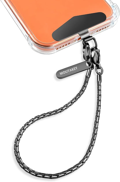 MOUTAKEY Phone Wrist Strap Metal Phone Chain Wristlet Strap Detachable iPhone Lanyard Wrist with 2 Tether Tabs iPhone Charm strap For Women girls Shopping Traveling Party Walking