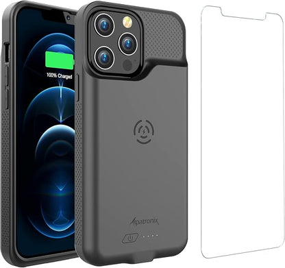 Alpatronix Battery Case for iPhone 14 Pro and iPhone 14 [2025 Upgraded], Strong Slim Portable Wireless Charging Case, Protective Extended Charger Case, Apple Pay, CarPlay Matte Black