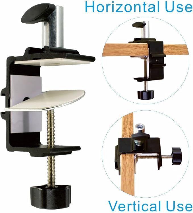 Replacement Heavy Duty C Clamp for 1/2” Base Magnifying Lamp,Desk Lamp,Swing Arm Lamp,Phone I pad Mount,Tablet Mic Holder,Table Mount Clamp for Microphone Stand Mic Boom Arm (G1 BLACK)