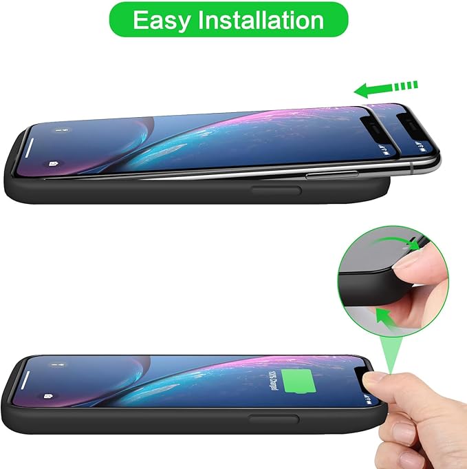 Battery Case for iPhone XR, 6800mAh Portable Charging Case for iPhone XR Rechargeable Backup External Battery Pack Extended Battery Protective Charger Case(6.1inch)-Black