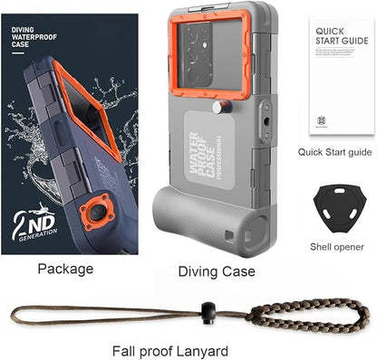 2026 Underwater Snorkeling Diving Phone Case for Phone 17/16/15/14/13/12Pro Max/Galaxy S25/S24/S23.(50ft/15m) Professional Scuba Dive Waterproof Case Underwater Photo Video（Gray）