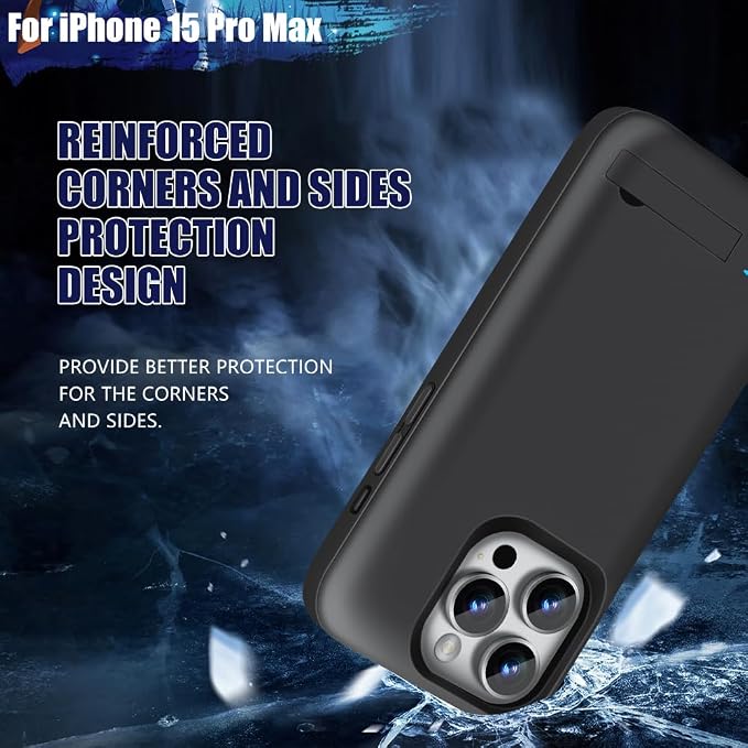[Upgraded Battery Case for iPhone 15 Pro Max, 6000mAh Rechargeable Extended Battery Charging/Charger Case, Add 100% Extra Juice (6.7 inch) Black