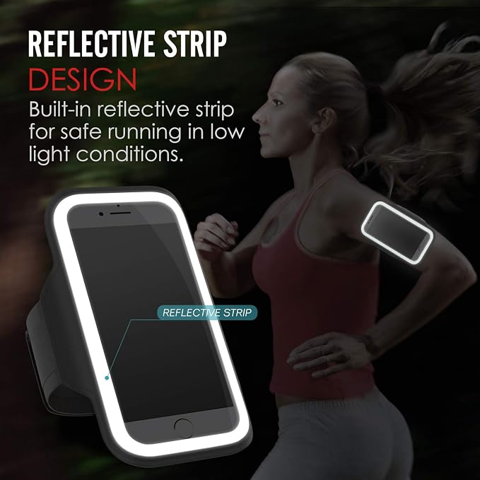 MoKo Phone Armband, Water Resistant Running Cell Phone Armband with Key Holder Adjustable Band Compitable with iPhone 11 Pro, X, Xs, 8, 7, 6, 6s, 5s, 5c, SE, 5, 4S,4 for Walking Fitness, Black