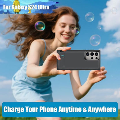 Sitong Upgraded Battery Case for Samsung Galaxy S24 Ultra, 5000mAh Rechargeable Extended Battery Charging Charger Case, Add 100% Extra Juice, Not Compatible with S24 or S24+ (6.8 inch) Black