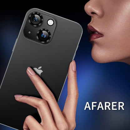 AFARER 2 Pack Compatible for iPhone 15/ for iPhone 15 Plus Camera Lens Protector, Metal Camera Cover with 9H Tempered Glass Screen Protector Accessories, [Drop Protection] Ultra HD Lens Protector- Black