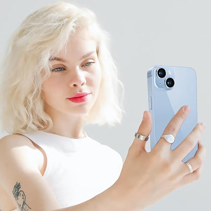 Compatible with iPhone 14 and iPhone 14 Plus Camera Lens Protector, Anti-Scratch Tempered Glass Camera Screen Protector Shockproof Full Protective Camera Cover Case Friendly Lens Cover-Sierra Blue