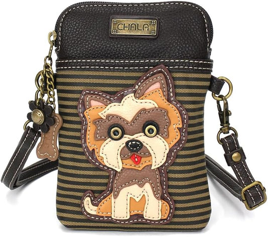 CHALA Dog Collection Cell Phone Crossbody Purse-Women PU Leather/Canvas Multicolor Handbag with Adjustable Strap