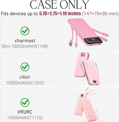 Portable Bank Charger Case for charmast for citicr for VRURC for OHOVIV Fast Charging Battery Protective Case(Pink)